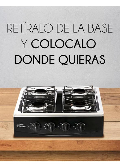 الشواية متعددة الاستخدامات RED VELVET بالغاز مع 4 شعلات ورف