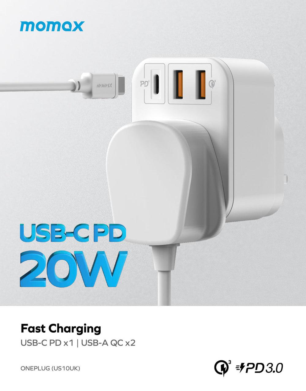 ONEPLUG PD20W 2A1C مقبس شامل بفتحة واحدة