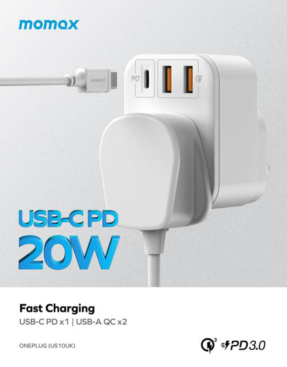 ONEPLUG PD20W 2A1C مقبس شامل بفتحة واحدة