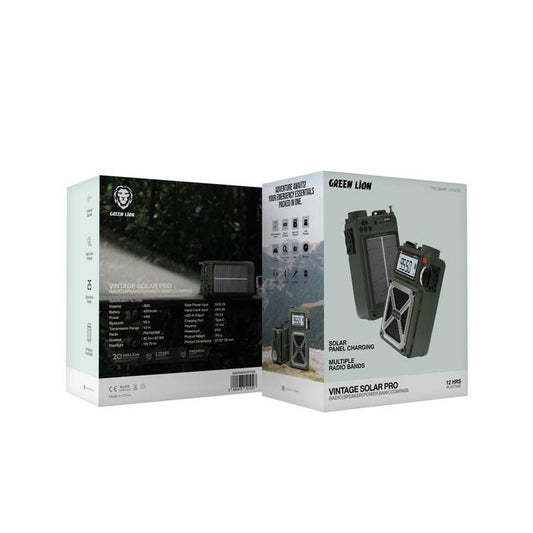 راديو وسماعة بلوتوث Green Lion Vintage Solar Pro مع باور بانك