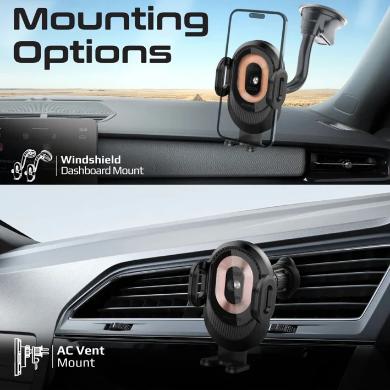 PROMATE 15W Wireless Car Charger with Transparent Design and Automatic Clamping