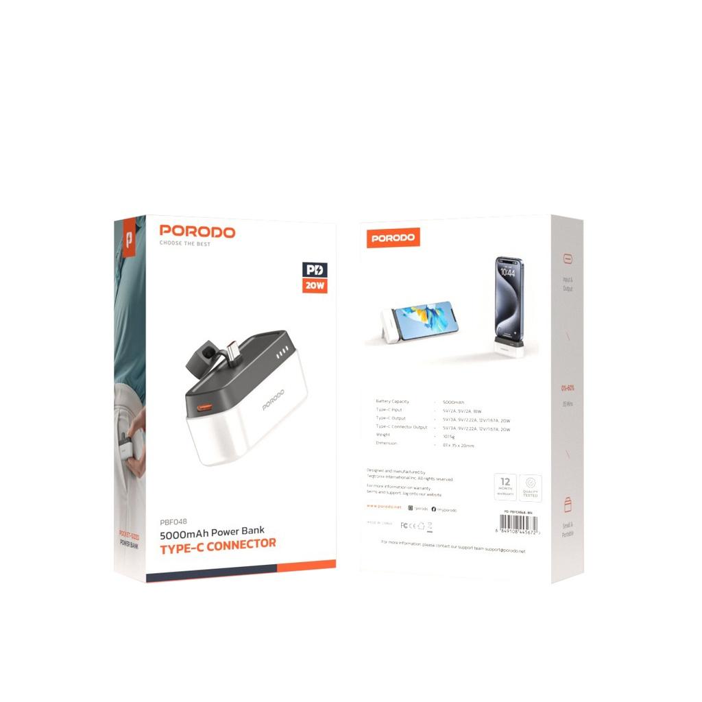 باور بانك بورودو 5000 مللي أمبير مع موصل Type-C – أسود وأبيض