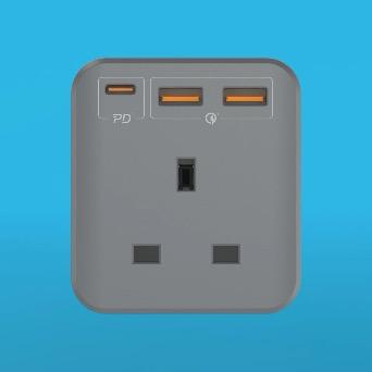 ون بلَغ (OnePlug) مشترك كهرباء 3 منافذ مع شحن سريع بقوة 20 واط