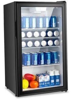 🧊 ثلاجة صغيرة للمشروبات بسعة 90 لتر – باب زجاجي – تحكم بدرجة الحرارة – لون أسود – موديل DLC-32490