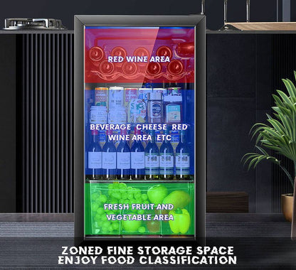 🧊 ثلاجة صغيرة للمشروبات بسعة 90 لتر – باب زجاجي – تحكم بدرجة الحرارة – لون أسود – موديل DLC-32490