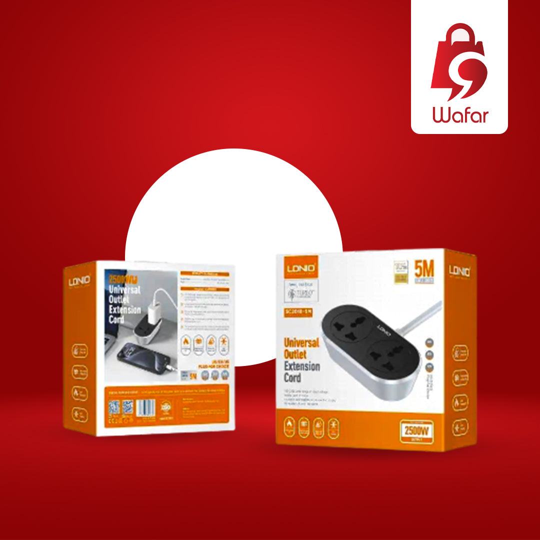 LDNIO SC2018 قابس تمديد كهربائي عالمي بمخرجين AC