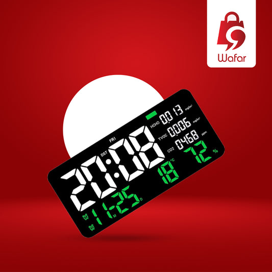 ساعة حائط متعددة الوظائف لمراقبة جودة الهواء مع كشف الفورمالديهايد